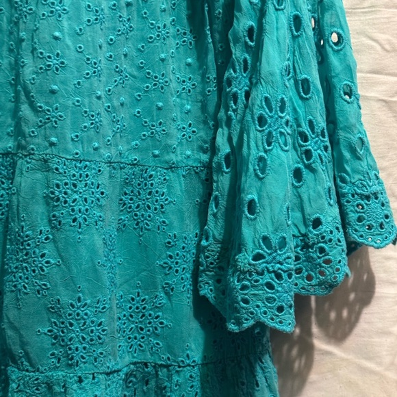 Johnny Was Turquoise Eyelet Blouse - Picture 14 of 16